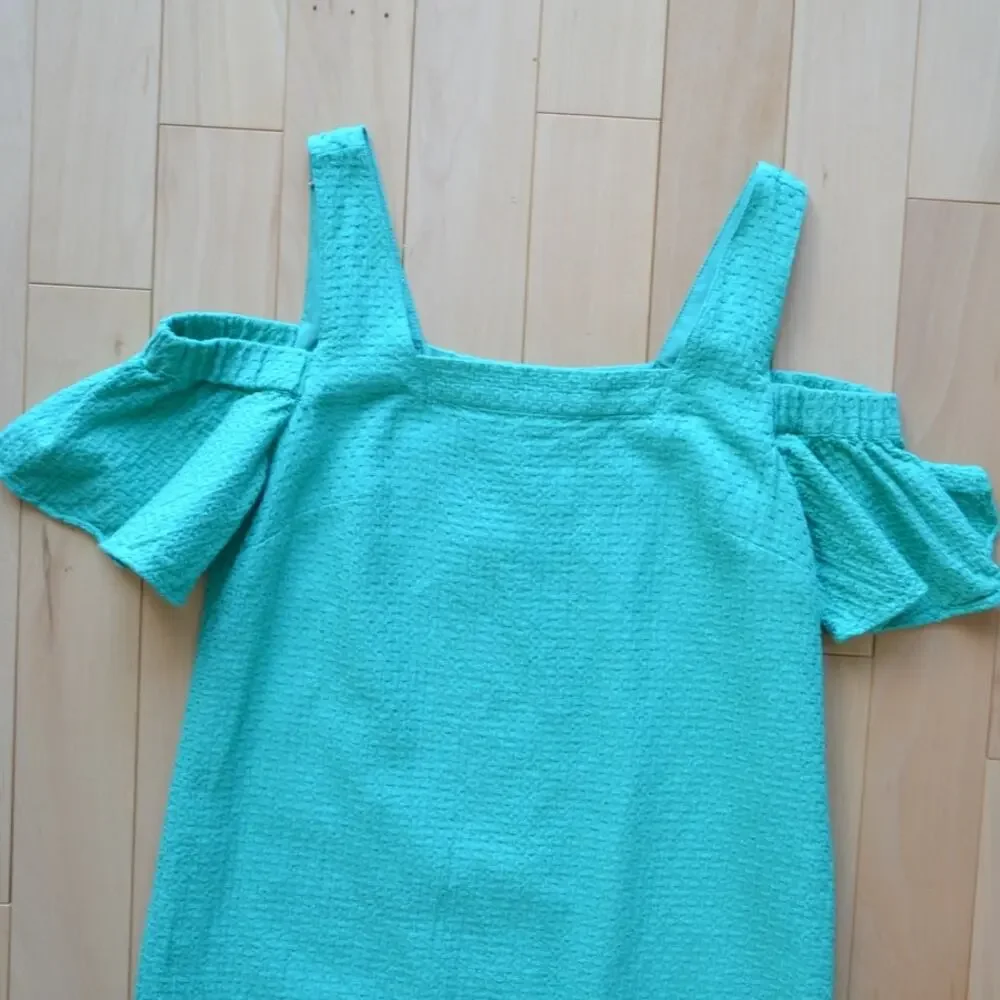 J Crew Cold Shoulder Midi Dress Textured Green Size Small